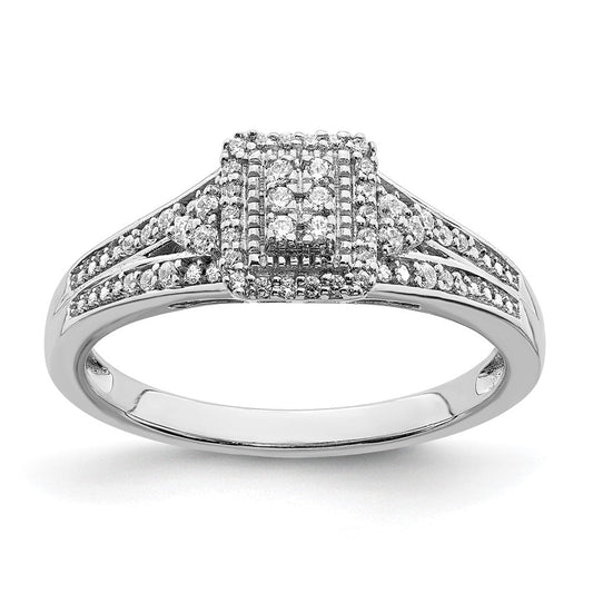 10k white gold real diamond cluster engagement ring rm6398e 020 0waa