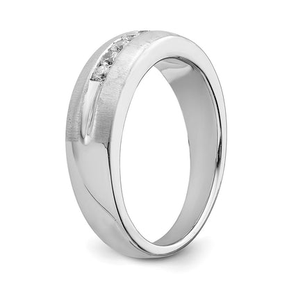 0.22ct. CZ Solid Real 14k White Gold Men's Bridal Wedding Band Ring