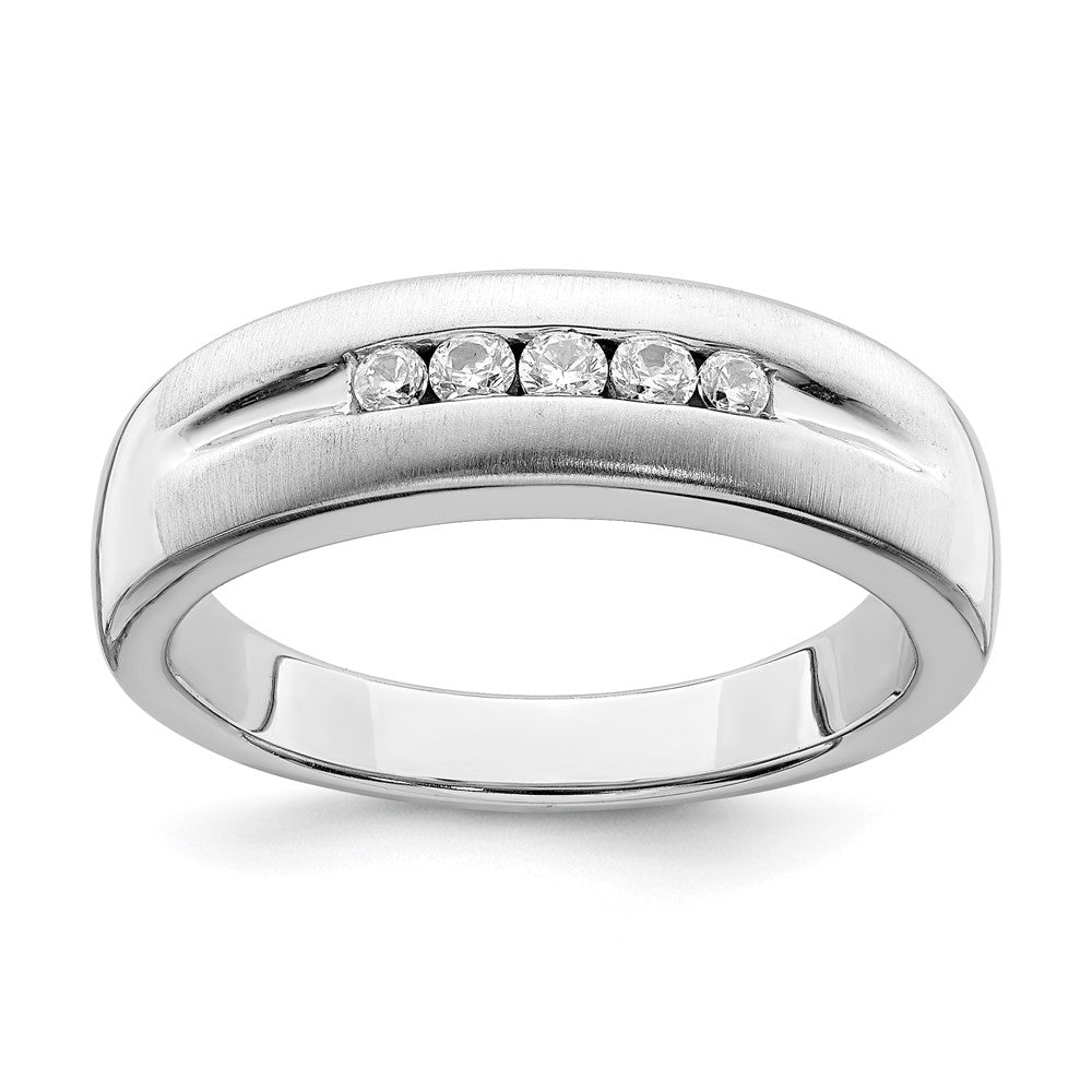 0.22ct. CZ Solid Real 14k White Gold Men's Bridal Wedding Band Ring