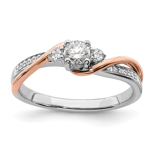 0.25ct. CZ Solid Real 14k White u0026 Rose Gold Engagement Ring