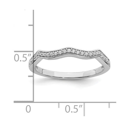 0.10ct. CZ Solid Real 14k White Gold Contoured Wedding Band Ring
