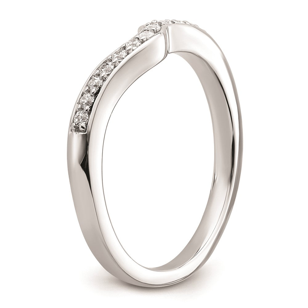 0.12ct. CZ Solid Real 14k White Gold Contoured Wedding Band Ring