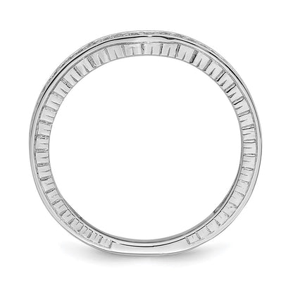 0.07ct. CZ Solid Real 14k White Gold Contoured Wedding Band Ring