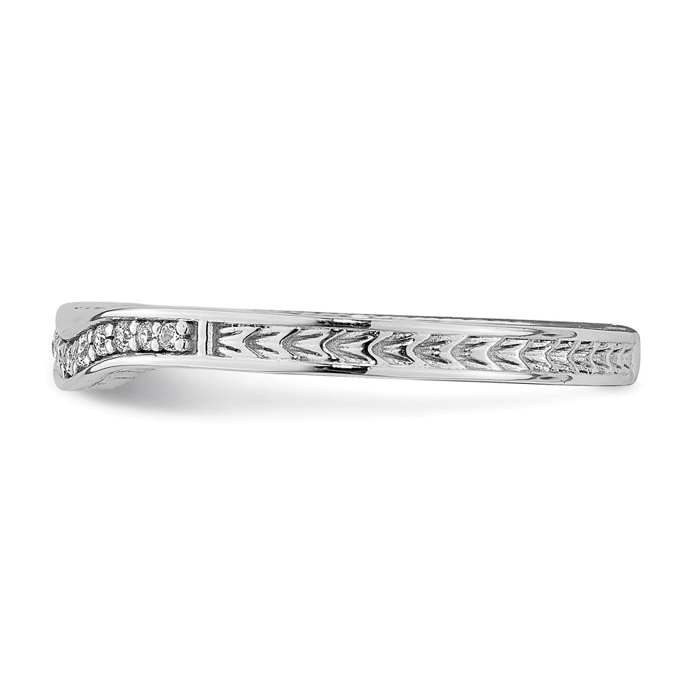 0.07ct. CZ Solid Real 14k White Gold Contoured Wedding Band Ring