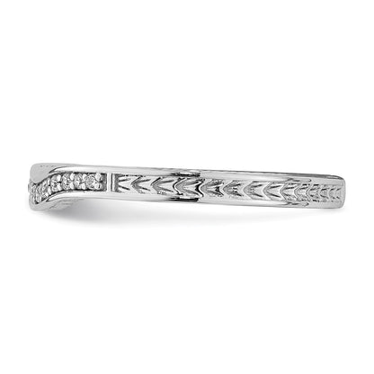 0.07ct. CZ Solid Real 14k White Gold Contoured Wedding Band Ring