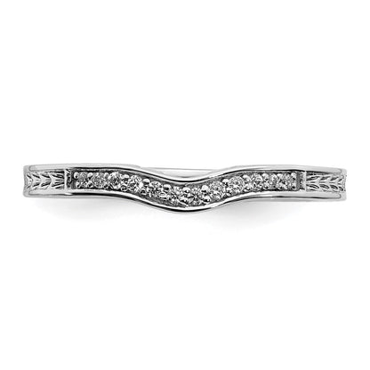 0.07ct. CZ Solid Real 14k White Gold Contoured Wedding Band Ring