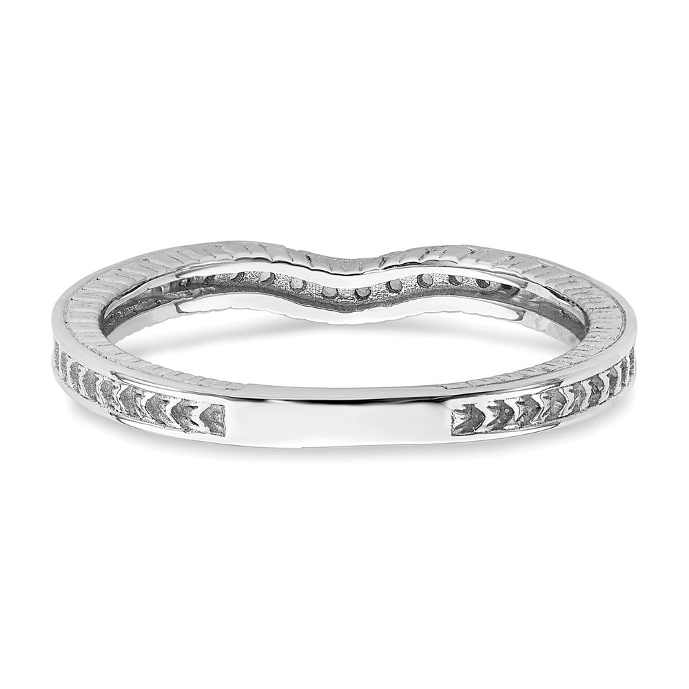 0.07ct. CZ Solid Real 14k White Gold Contoured Wedding Band Ring