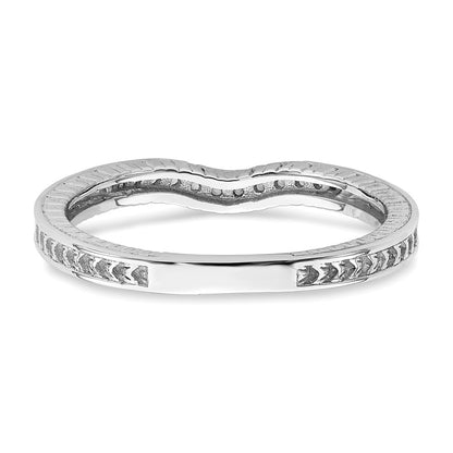 0.07ct. CZ Solid Real 14k White Gold Contoured Wedding Band Ring