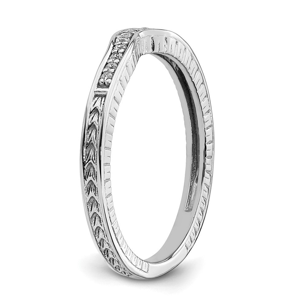 0.07ct. CZ Solid Real 14k White Gold Contoured Wedding Band Ring