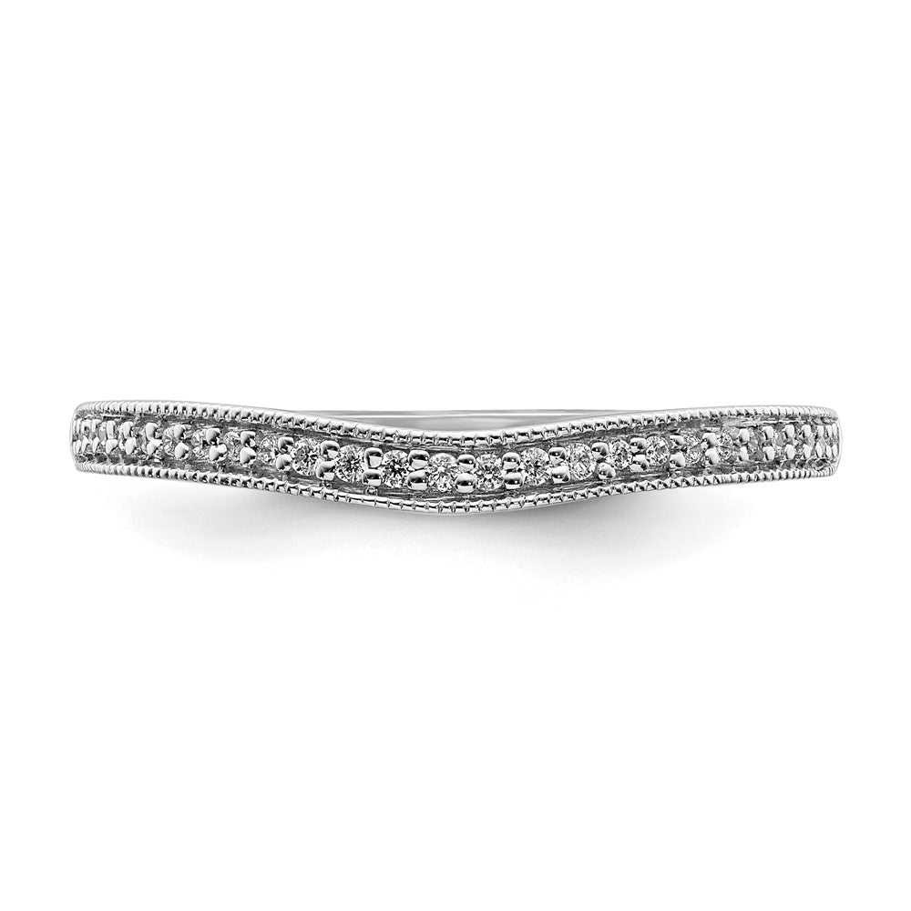 0.10ct. CZ Solid Real 14k White Gold Contoured Wedding Band Ring