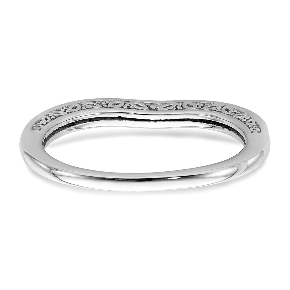 0.10ct. CZ Solid Real 14k White Gold Contoured Wedding Band Ring