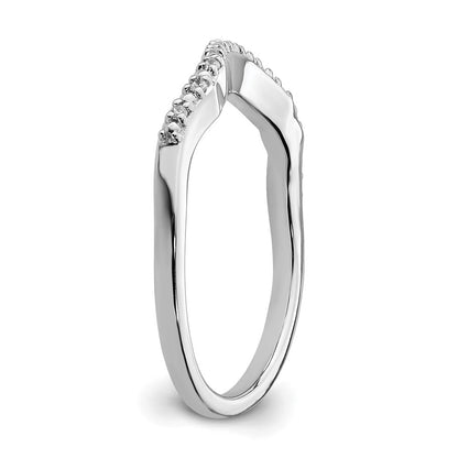 0.05ct. CZ Solid Real 14k White Gold Contoured Wedding Band Ring