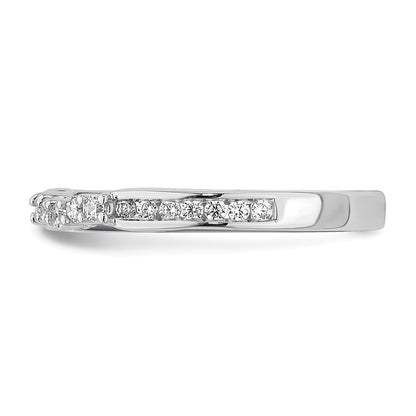 0.24ct. CZ Solid Real 14k White Gold Contoured Wedding Band Ring