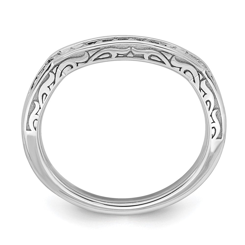 0.08ct. CZ Solid Real 14k White Gold Contoured Wedding Band Ring