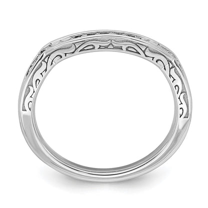 0.08ct. CZ Solid Real 14k White Gold Contoured Wedding Band Ring