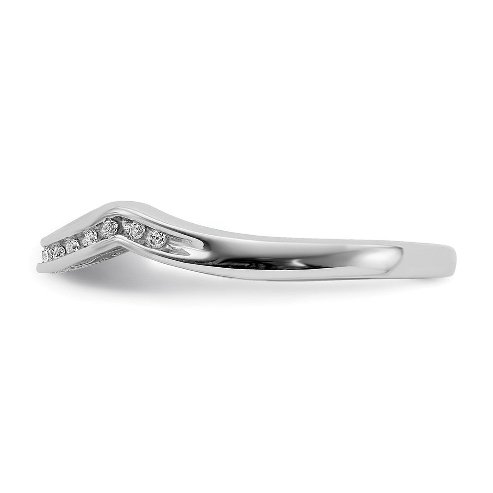 0.08ct. CZ Solid Real 14k White Gold Contoured Wedding Band Ring