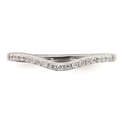 0.15ct. CZ Solid Real 14k White Gold Contoured Wedding Band Ring
