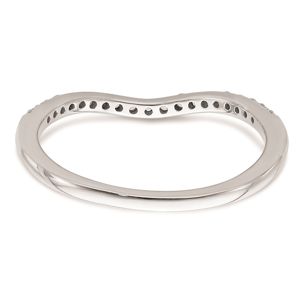 0.15ct. CZ Solid Real 14k White Gold Contoured Wedding Band Ring