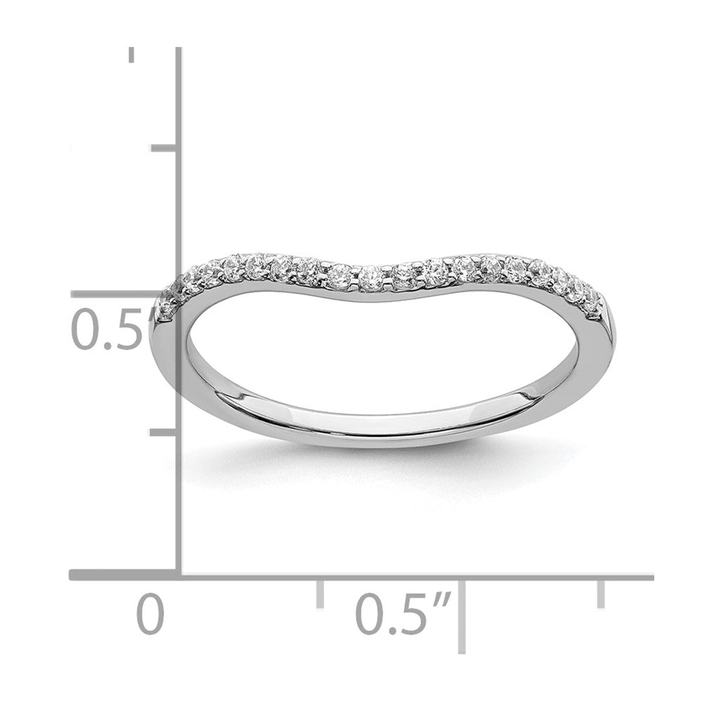 0.15ct. CZ Solid Real 14k White Gold Contoured Wedding Band Ring