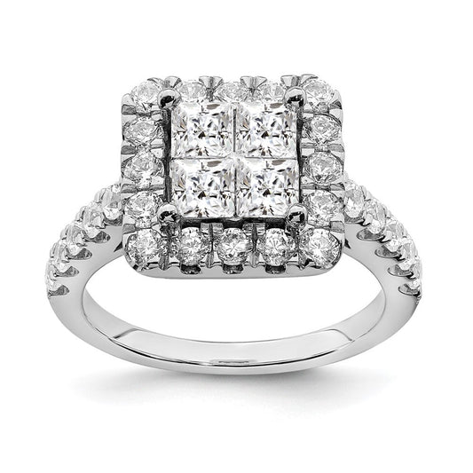 14k white gold real diamond cluster real diamond engagement ring rm6458e 217 waa