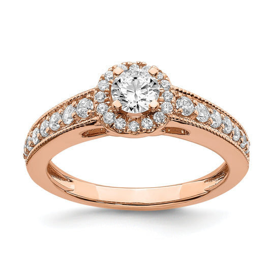 0.33ct. CZ Solid Real 14k Rose Gold Engagement Ring