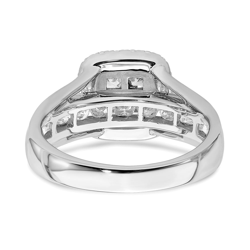 1.50ct. CZ Solid Real 14k White Gold Cluster CZ Engagement Ring