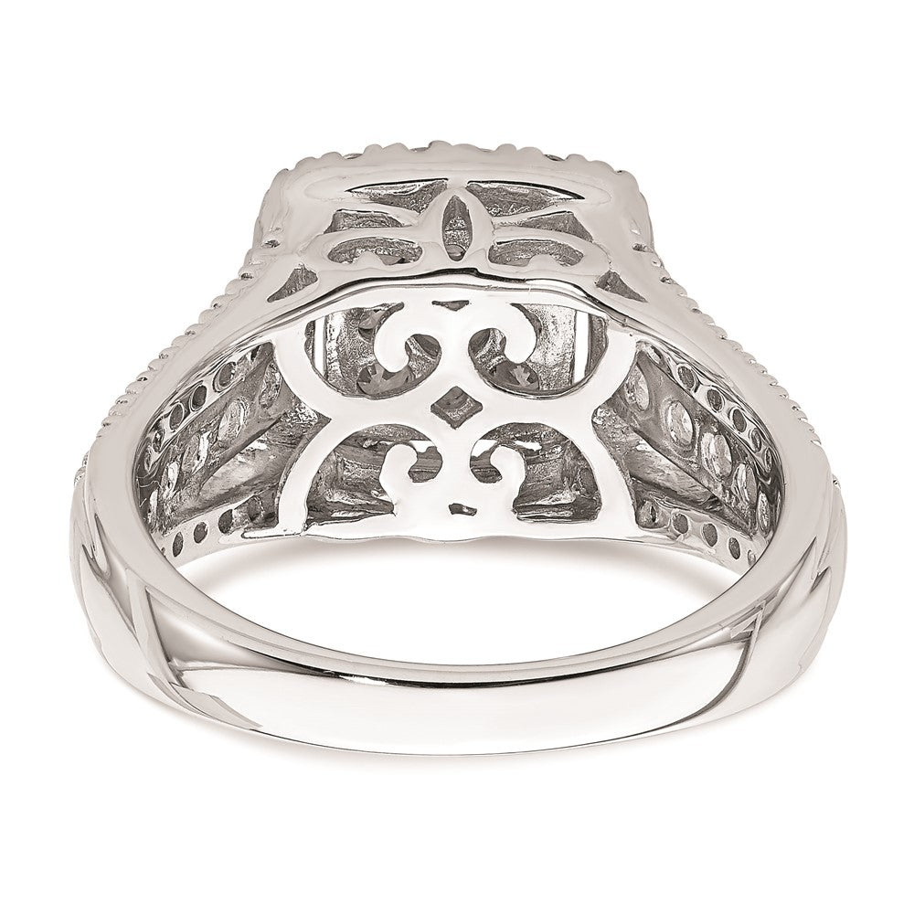 1.50ct. CZ Solid Real 14k White Gold Cluster Complete Engagement Ring