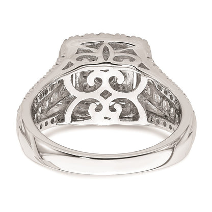 1.50ct. CZ Solid Real 14k White Gold Cluster Complete Engagement Ring