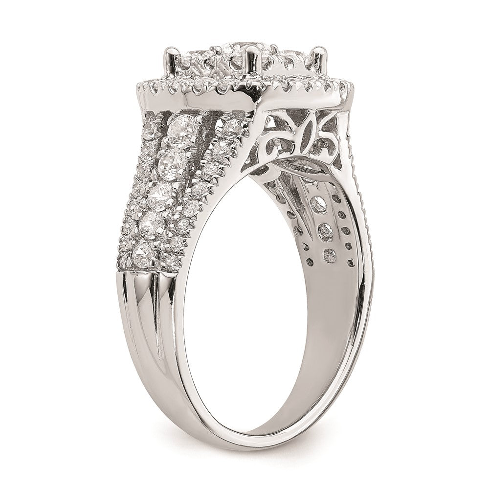 1.50ct. CZ Solid Real 14k White Gold Cluster Complete Engagement Ring