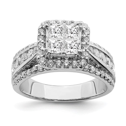 14k white gold real diamond cluster real diamond engagement ring rm6472e 209 waa