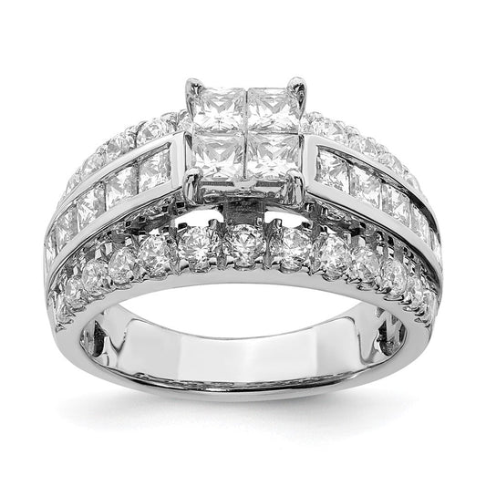 14k white gold real diamond cluster real diamond engagement ring rm6473e 245 waa