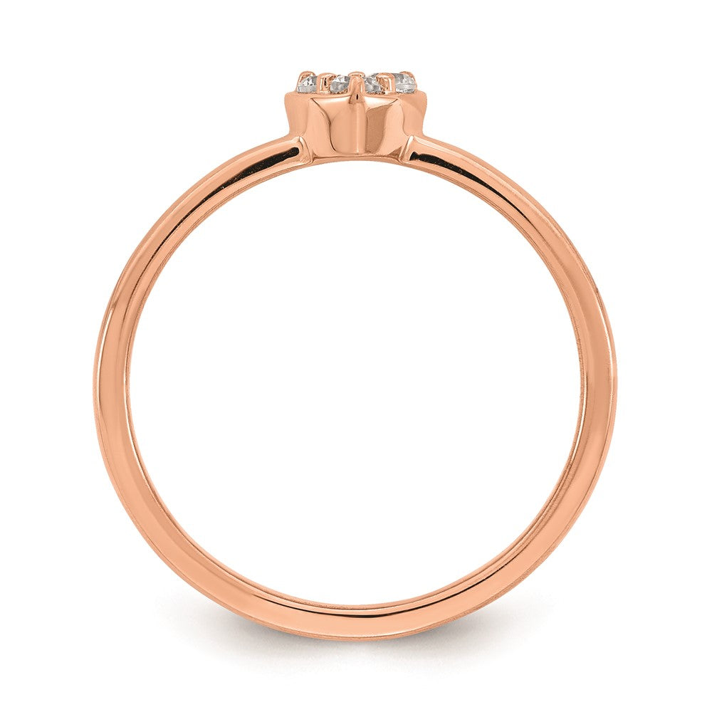 0.14ct. CZ Solid Real 14k Rose Gold Complete Promise Ring