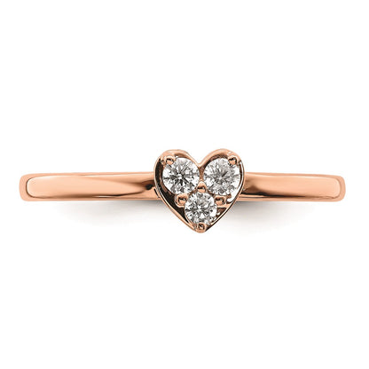 0.14ct. CZ Solid Real 14k Rose Gold Complete Promise Ring