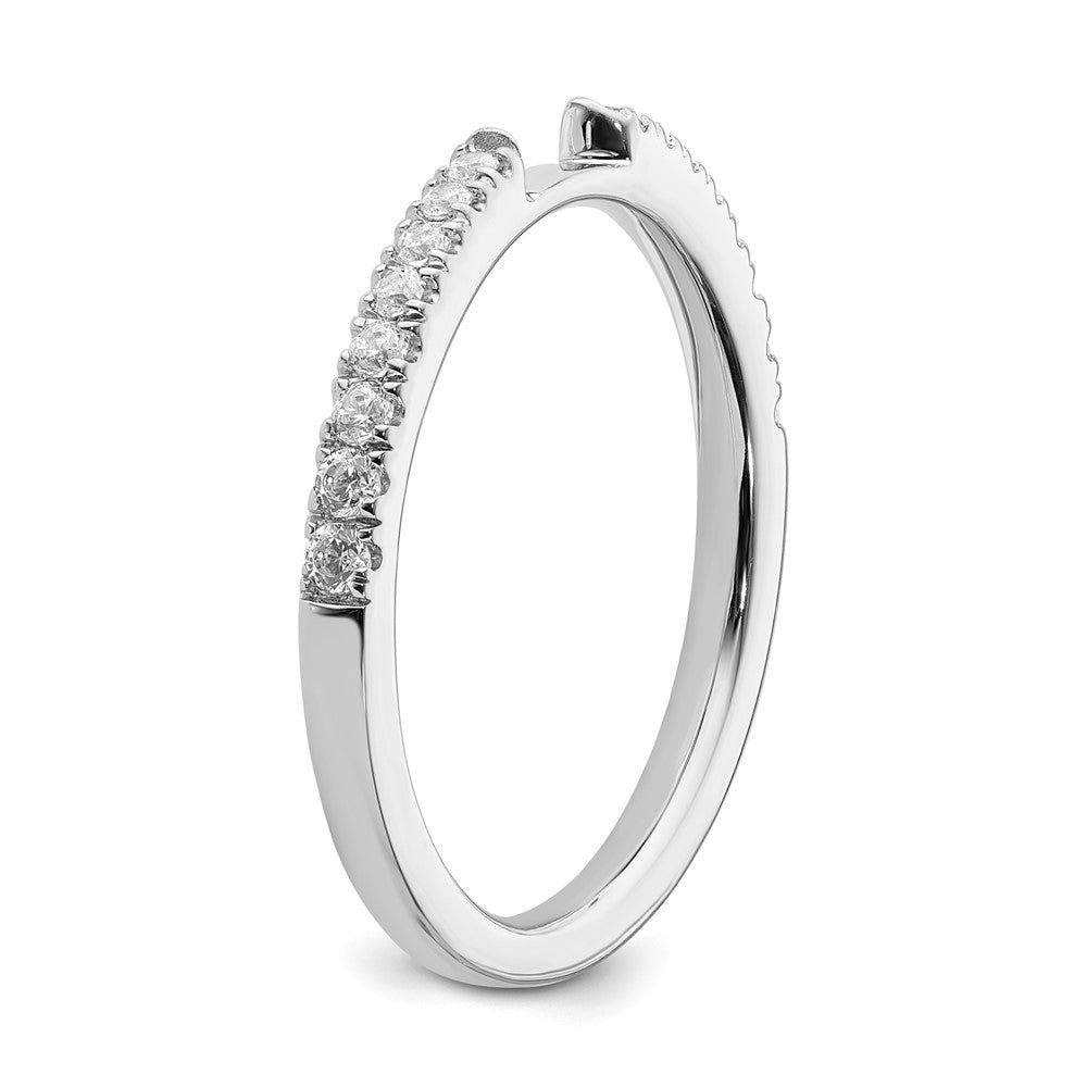 0.25ct. CZ Solid Real 14K White Gold Contoured Wedding Wedding Band Ring