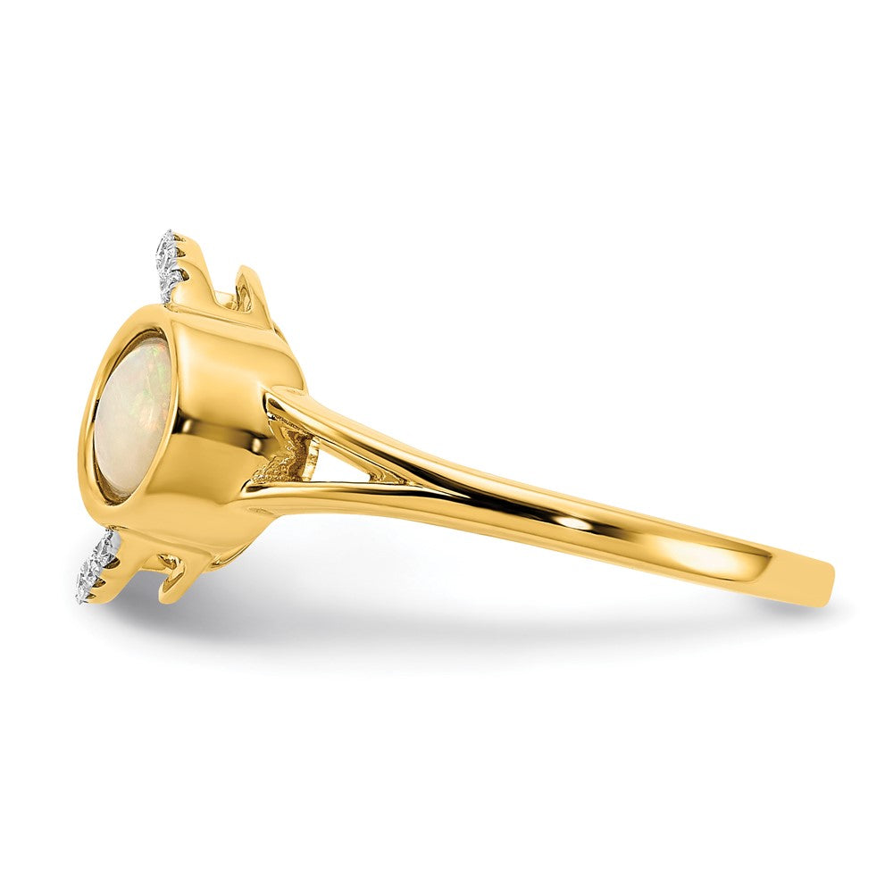 14k yellow gold polished real diamond opal circle ring rm6908 op 012 ya