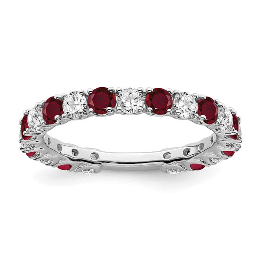 14k white gold created ruby and real diamond band rm7113 ru 077 wa