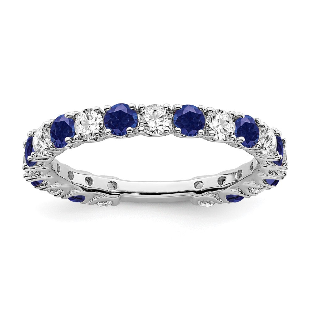 14k white gold created sapphire and real diamond band rm7113 sa 077 wa