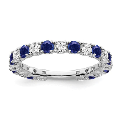 14k white gold created sapphire and real diamond band rm7113 sa 077 wa