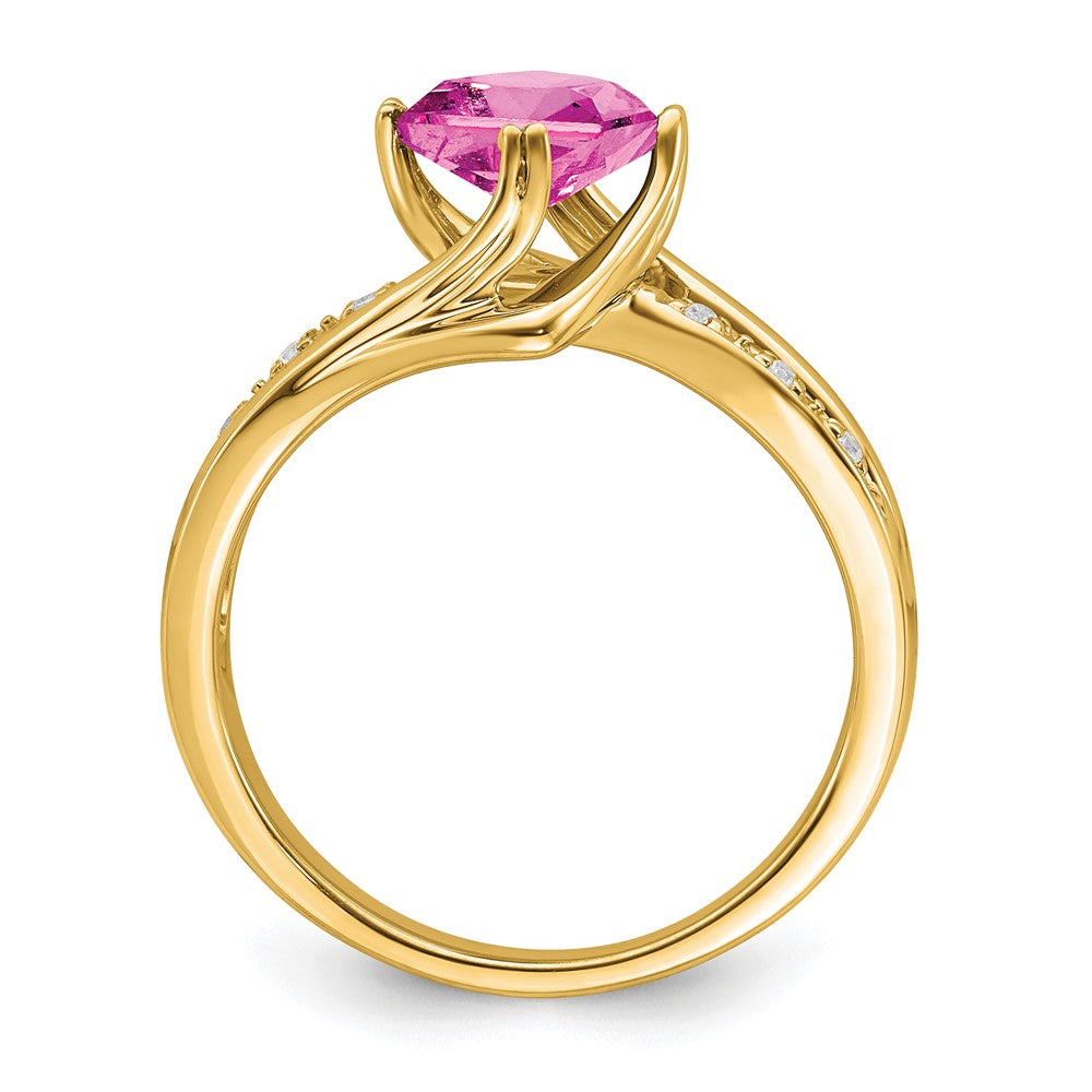 14k yellow gold created pink sapphire and real diamond ring rm7116 cps 004 ya