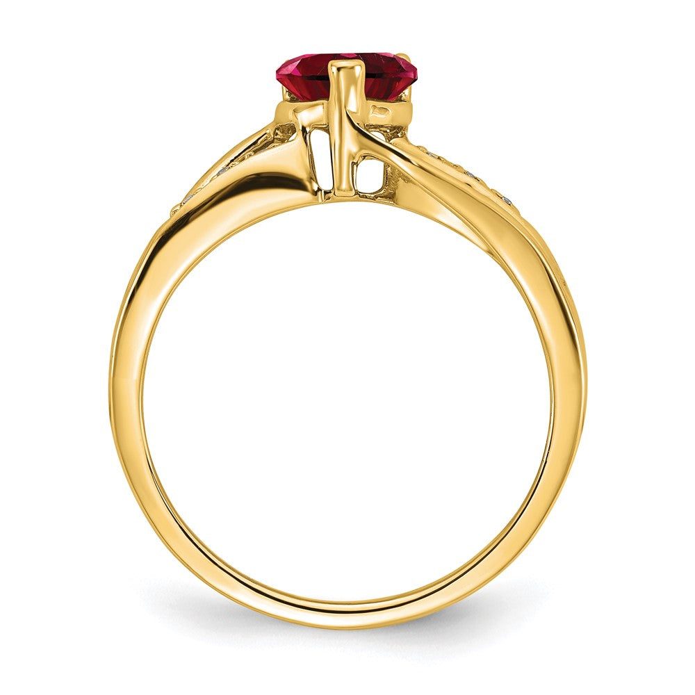 14k yellow gold created ruby and real diamond heart ring rm7152 ru 003 ya