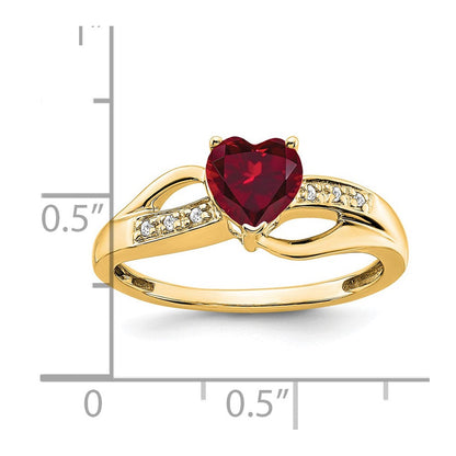 14k yellow gold created ruby and real diamond heart ring rm7152 ru 003 ya