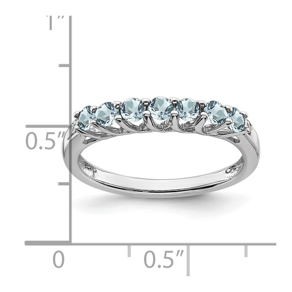 14k white gold aquamarine and real diamond 7 stone ring rm7411 aq 001 wa