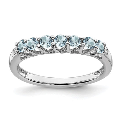 14k white gold aquamarine and real diamond 7 stone ring rm7411 aq 001 wa