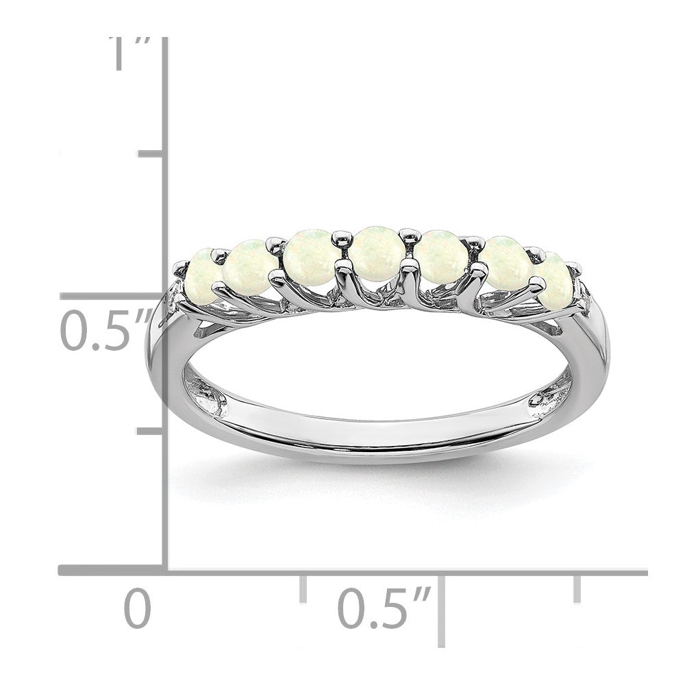 14k white gold created opal and real diamond 7 stone ring rm7411 oi 001 wa