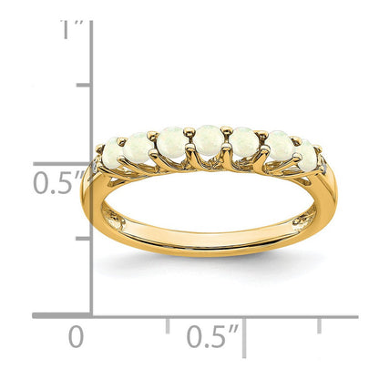 14k yellow gold created opal and real diamond 7 stone ring rm7411 oi 001 ya