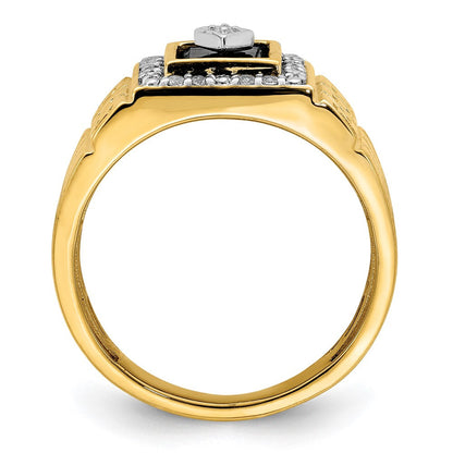 14k yellow gold onyx and real diamond greek key design mens ring rm7477 ox 020 ya