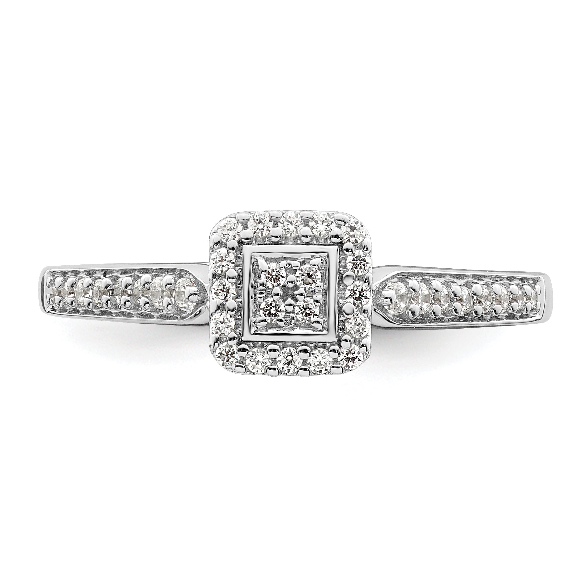 0.20ct. CZ Solid Real 14k White u0026 Rose Gold Comp. Dia. Square Halo Cluster Eng Ring