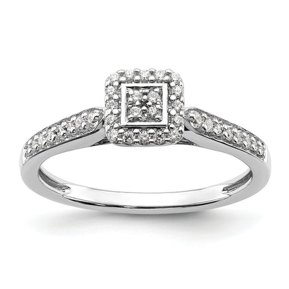 0.20ct. CZ Solid Real 14k White u0026 Rose Gold Comp. Dia. Square Halo Cluster Eng Ring