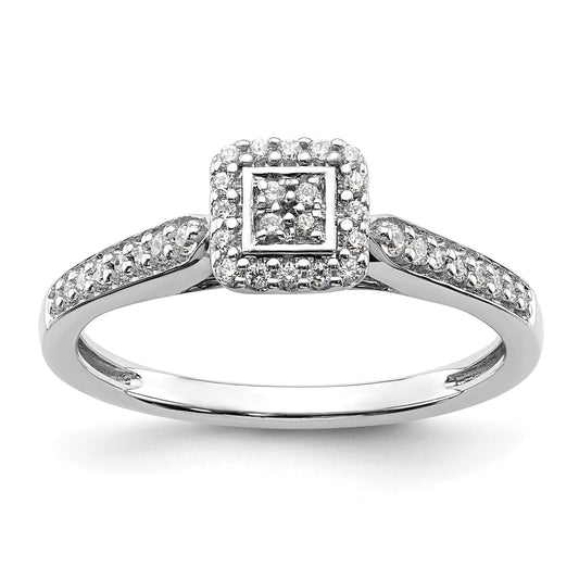 0.20ct. CZ Solid Real 14k White u0026 Rose Gold Comp. Dia. Square Halo Cluster Eng Ring