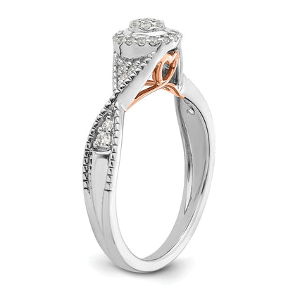0.20ct. CZ Solid Real 14k White u0026 Rose Complete Dia. Halo Cluster Engagement Ring